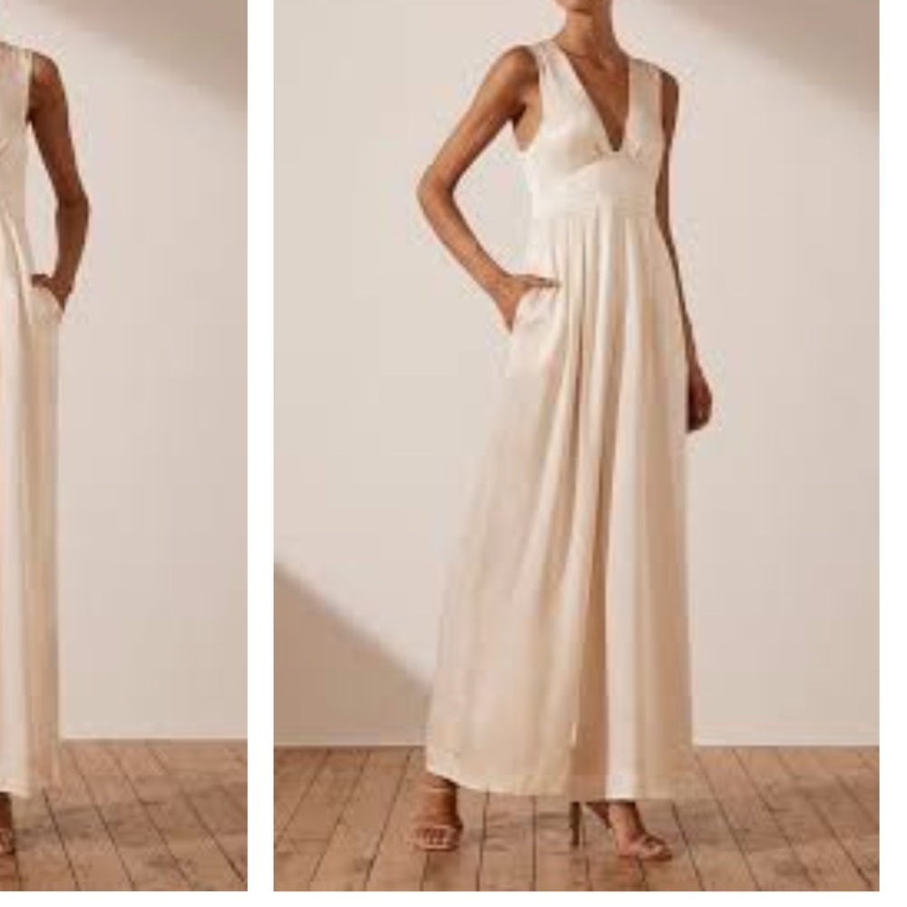 Shona Joy Cream Plunge Jumpsuit in Cream